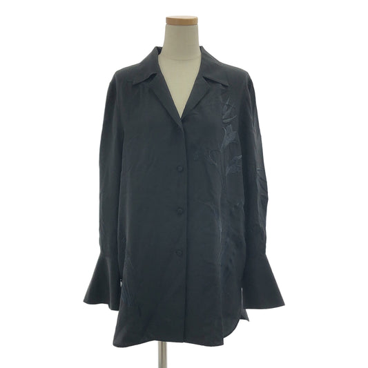 Mame Kurogouchi / マメクロゴウチ | Silk Cupra Floral Embroidery Open Collar Shirt / シルク エンブロイダリー オープンカラー シャツ | 1 | レディース