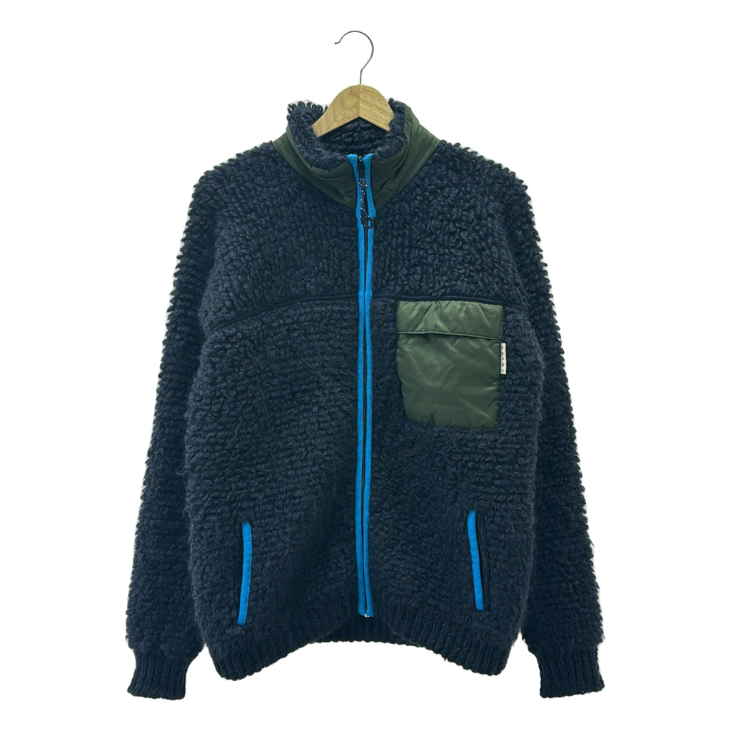 MARNI | 2022秋冬 |捲曲馬海毛拉鍊開襟衫 | 40 |海軍 |男士