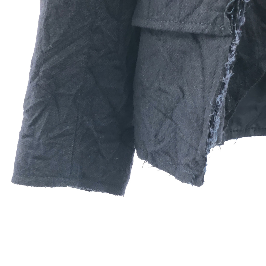 tricot COMME des GARCONS / トリココムデギャルソン | 2007AW | シワ加工 ウール カットオフ ボタンレス ジャケット | S | ネイビー | レディース