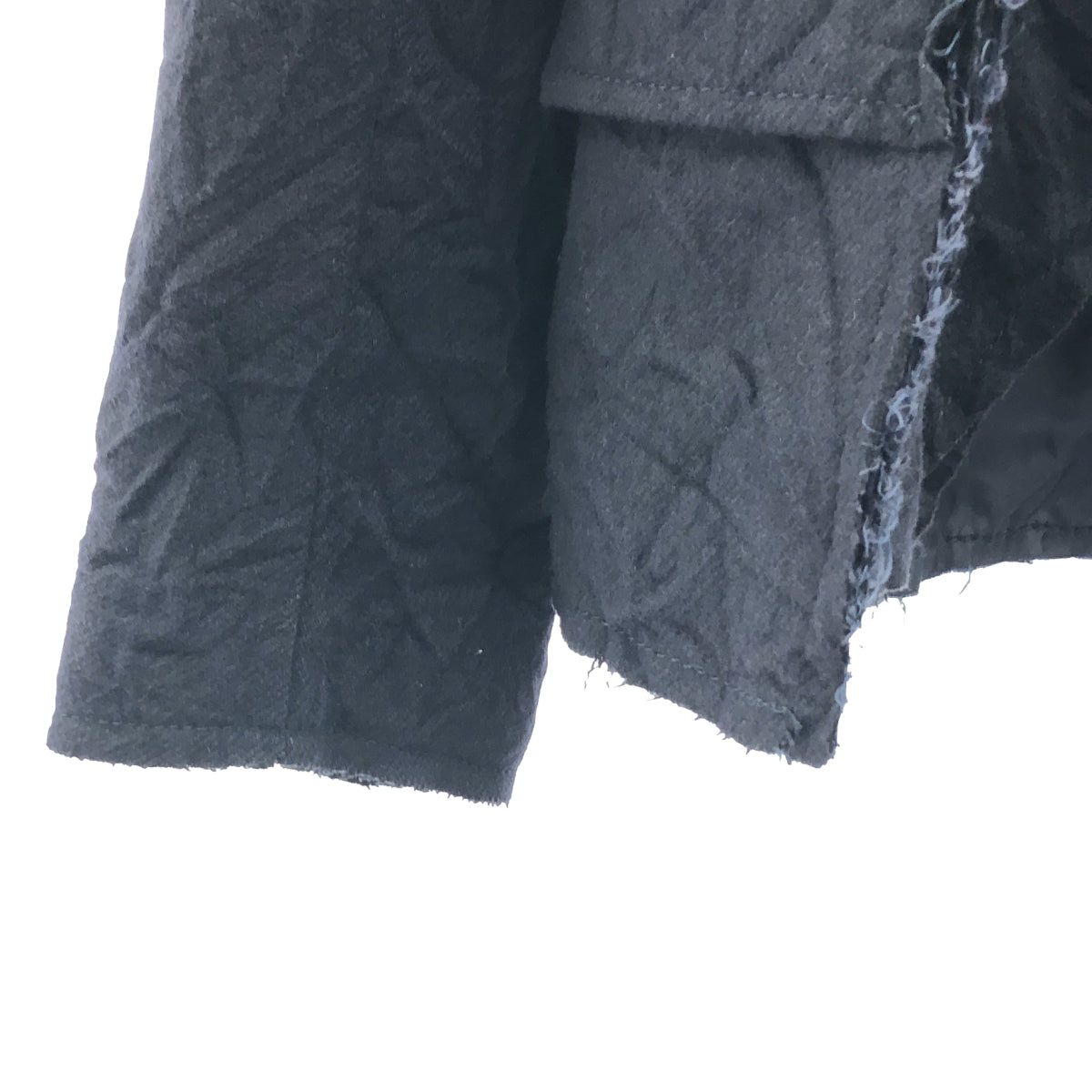 tricot COMME des GARCONS / トリココムデギャルソン | 2007AW | シワ加工 ウール カットオフ ボタンレス ジャケット | S | ネイビー | レディース