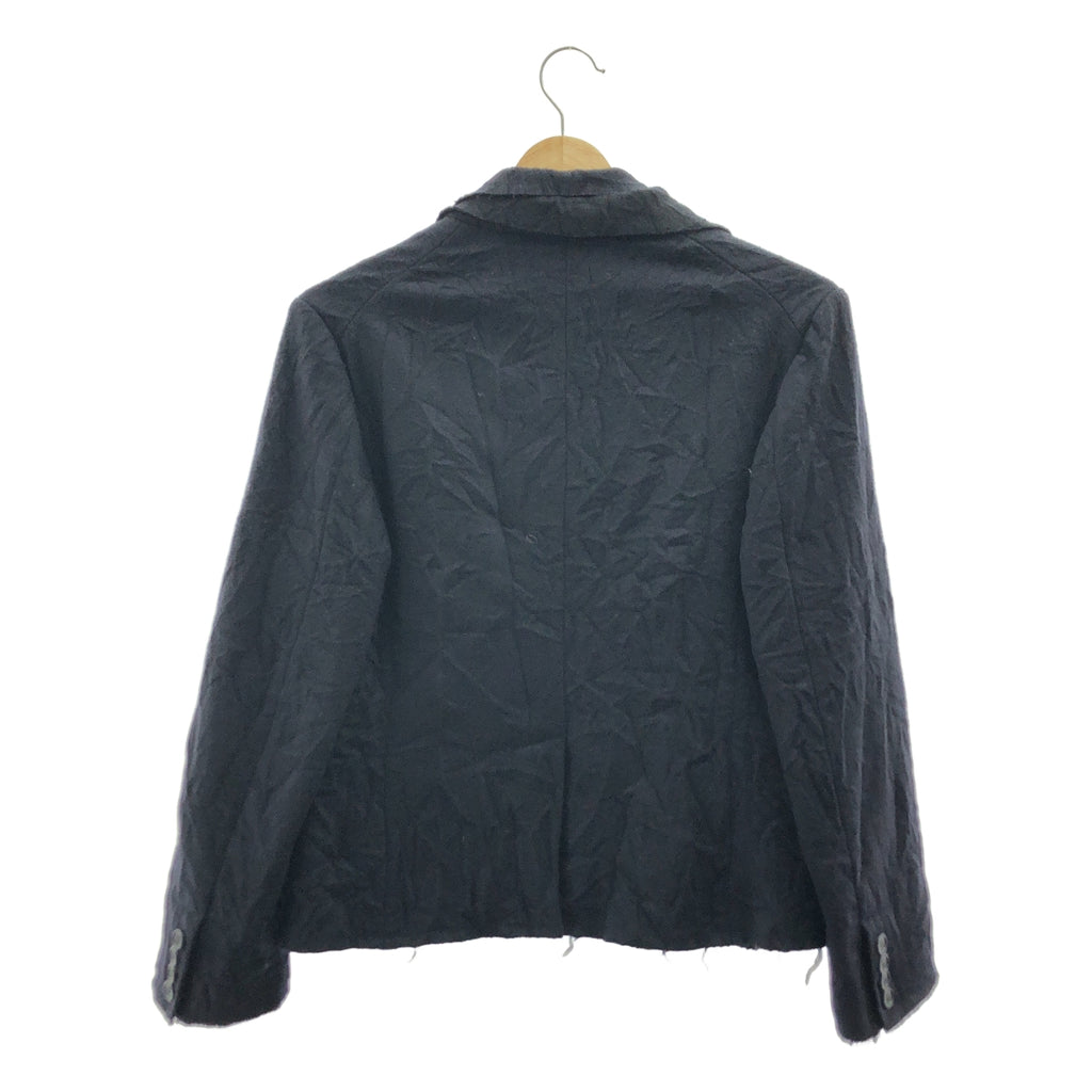 tricot COMME des GARCONS / トリココムデギャルソン | 2007AW | シワ加工 ウール カットオフ ボタンレス ジャケット | S | ネイビー | レディース