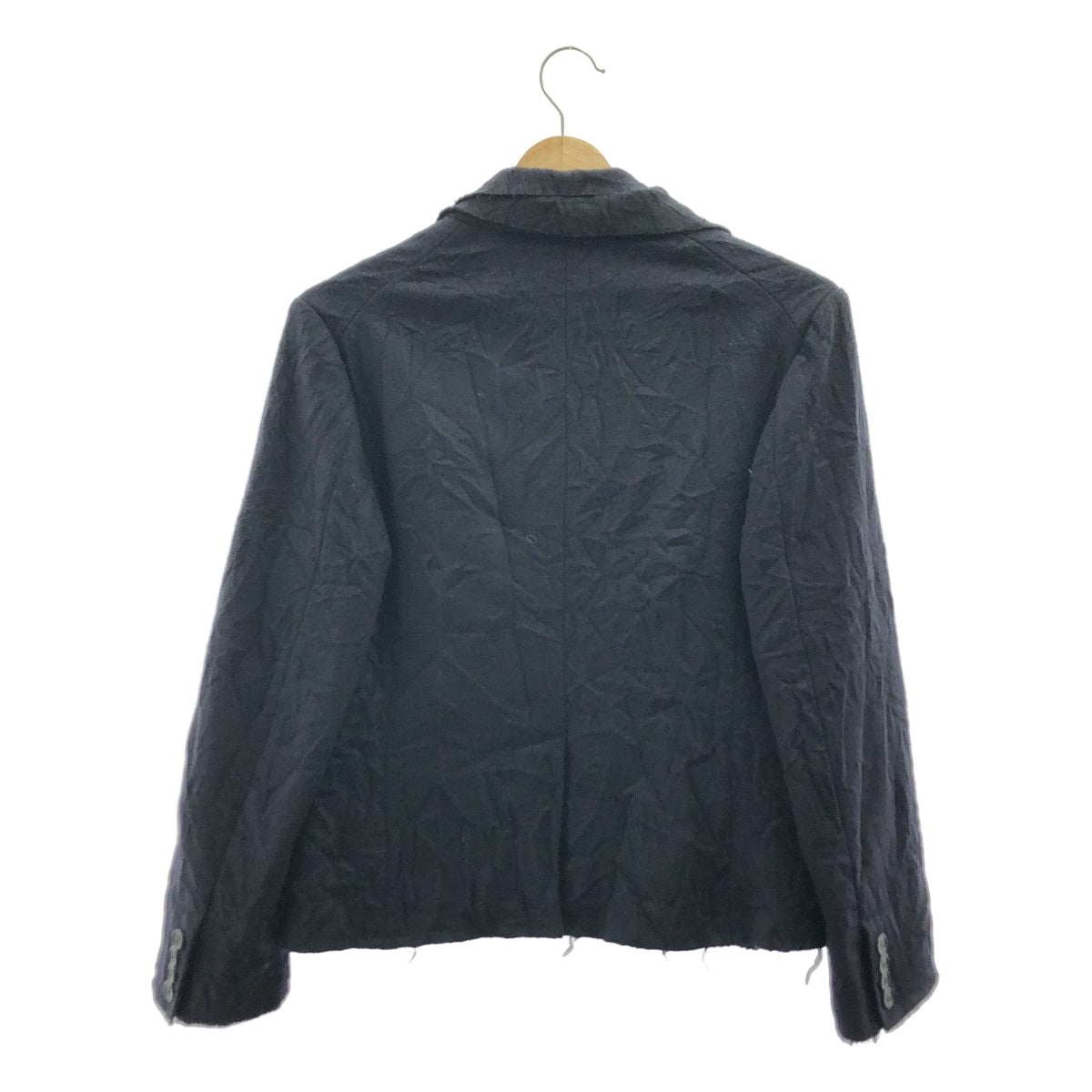 tricot COMME des GARCONS / トリココムデギャルソン | 2007AW | シワ加工 ウール カットオフ ボタンレス ジャケット | S | ネイビー | レディース