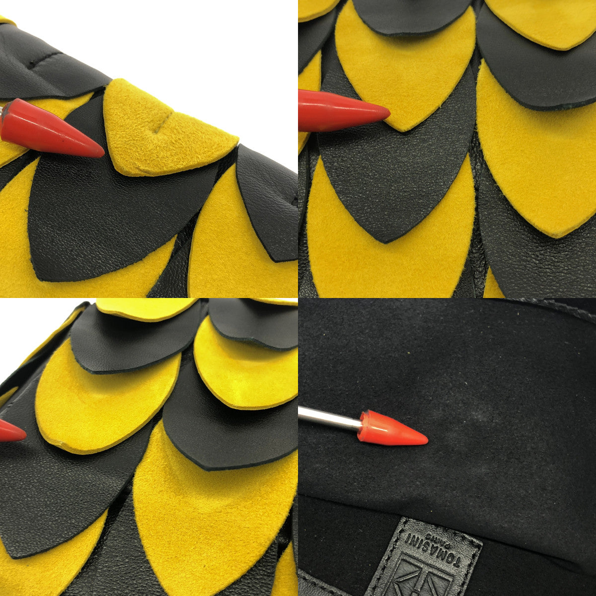 TOMASINI / トマジーニ | チェーン レザー デザイン バッグ | ブラック/イエロー | レディース