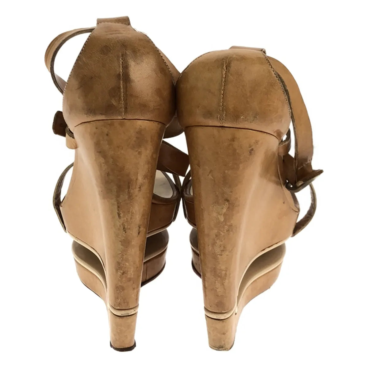 席琳 |坡跟踝帶涼鞋 |米色 |女性的