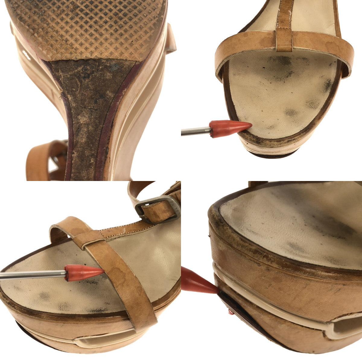 CELINE / セリーヌ | ウェッジソール アンクルストラップ サンダル | ベージュ | レディース