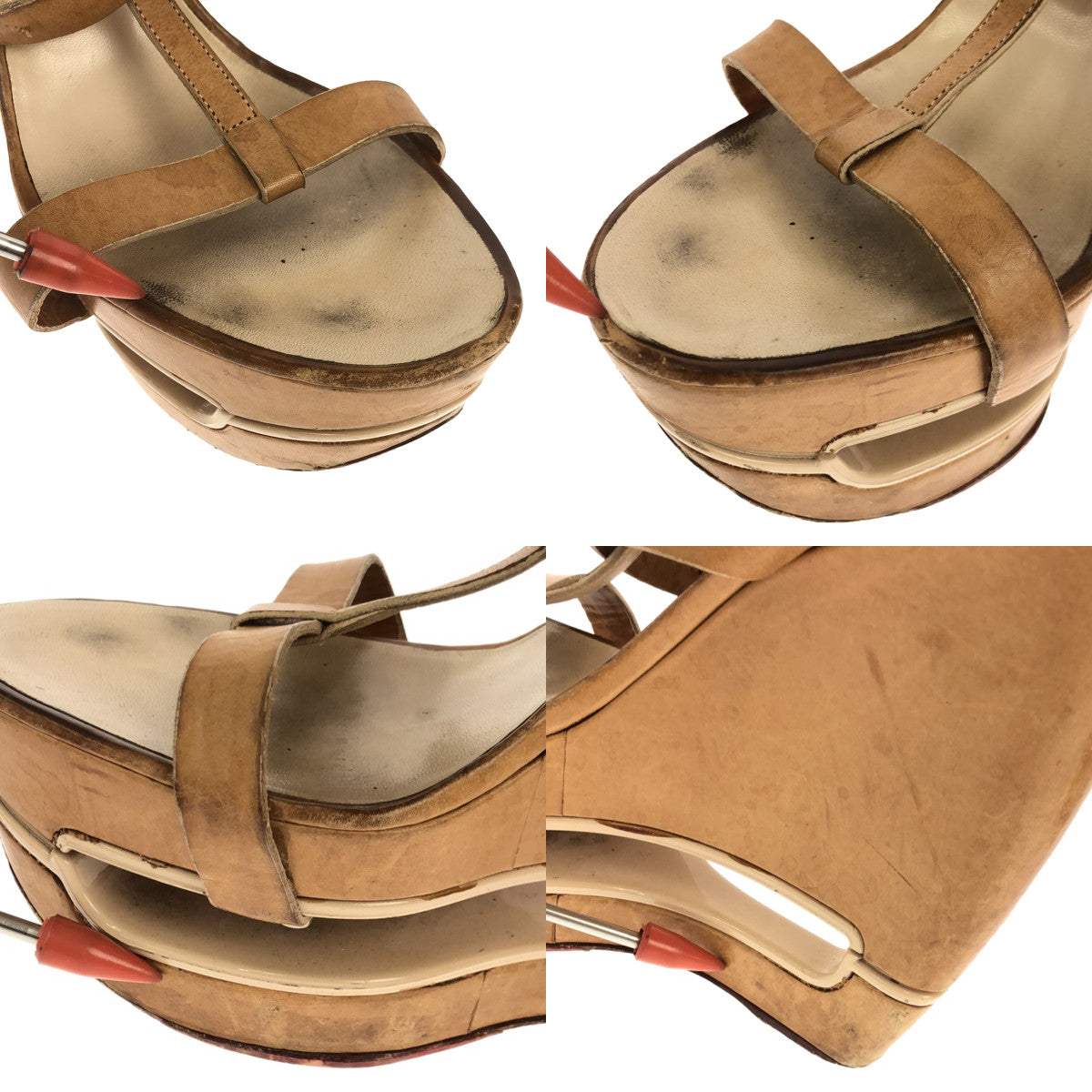 CELINE / セリーヌ | ウェッジソール アンクルストラップ サンダル | ベージュ | レディース