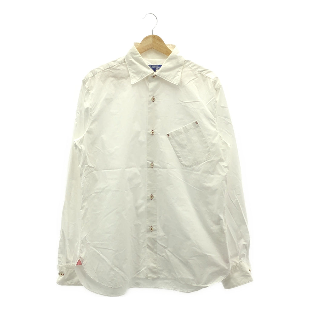 JUNYAWATANABE COMMEdesGARCONS MAN | 2009春夏 |斜口袋長袖棉質襯衫 | L |白色/紅色 |男士