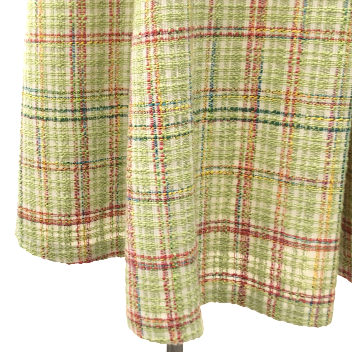 [品相良好] SEVEN TEN by MIHO KAWAHITO | 2023SS |粗花呢剪裁喇叭半袖連身裙 | S |綠色 |女性的