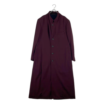 YOHJI YAMAMOTO POUR HOMME / ヨウジヤマモトプールオム | 2024AW | DEEP RED FLANNEL DARK RED LONG JACKET / ウール フランネル ロングジャケット チェスターコート | 2 | メンズ