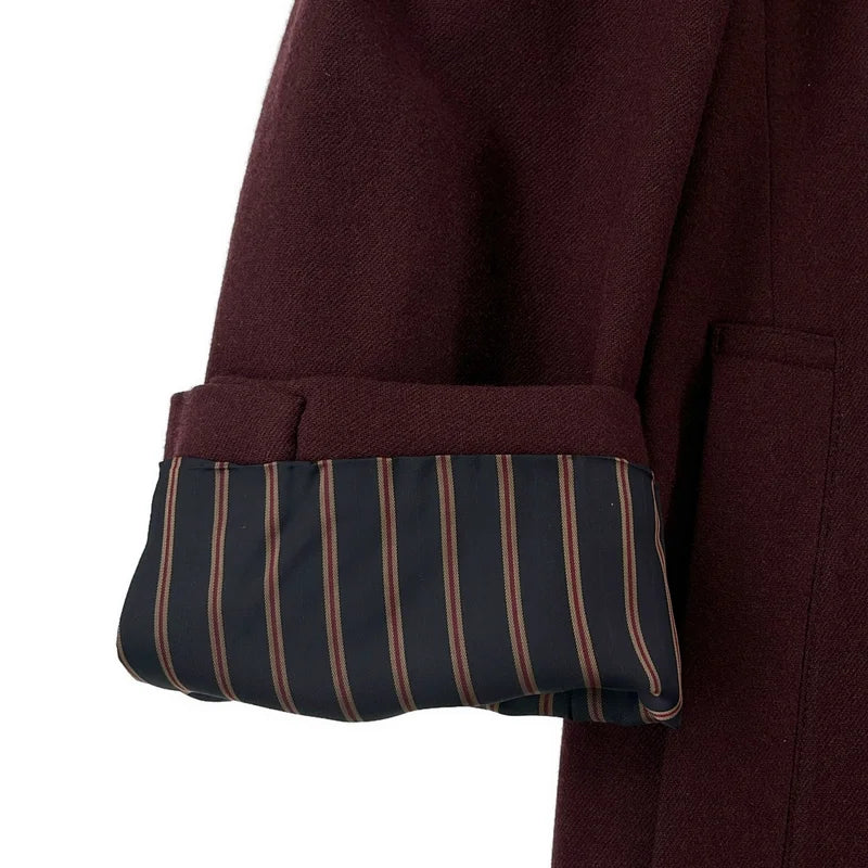 YOHJI YAMAMOTO POUR HOMME / ヨウジヤマモトプールオム | 2024AW | DEEP RED FLANNEL DARK RED LONG JACKET / ウール フランネル ロングジャケット チェスターコート | 2 | メンズ