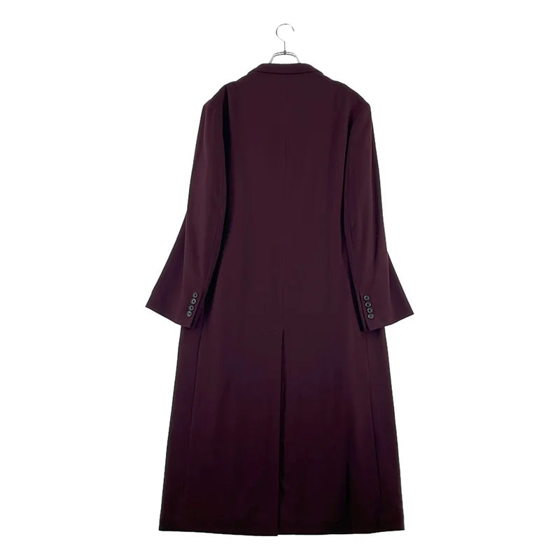 YOHJI YAMAMOTO POUR HOMME / ヨウジヤマモトプールオム | 2024AW | DEEP RED FLANNEL DARK RED LONG JACKET / ウール フランネル ロングジャケット チェスターコート | 2 | メンズ