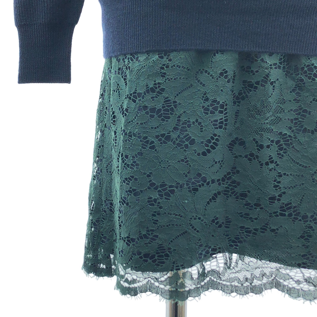 sacai luck / サカイラック | ニット レイヤード レースワンピース | 1 | ネイビー/グリーン | レディース