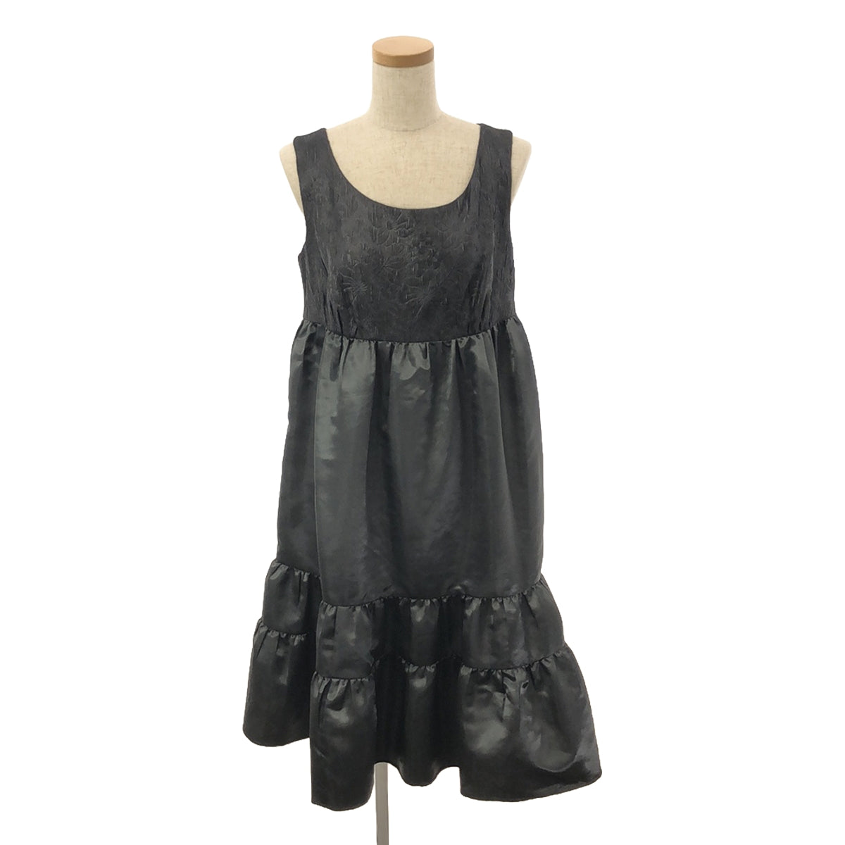 [品相良好] COMME des GARCONS COMME des GARCONS / Comme des | 2008AW |無袖 Gobelin 圖案荷葉邊連身裙 | SS |黑色 |女性的