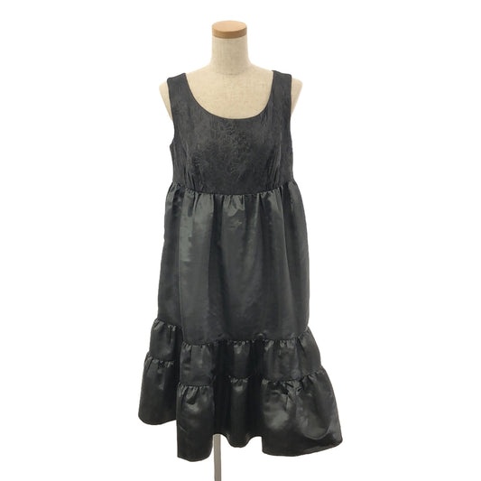 [Good Condition] COMME des GARCONS COMME des GARCONS / Comme des | 2008AW | Sleeveless Gobelin Pattern Ruffle Dress | SS | Black | Women's