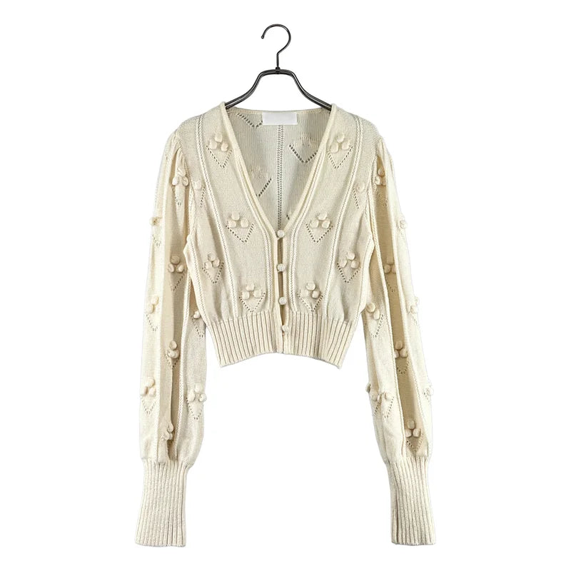 Mame Kurogouchi / マメクロゴウチ | Bubble Pattern Cropped Knitted Cardigan カーディガン | 1 | レディース