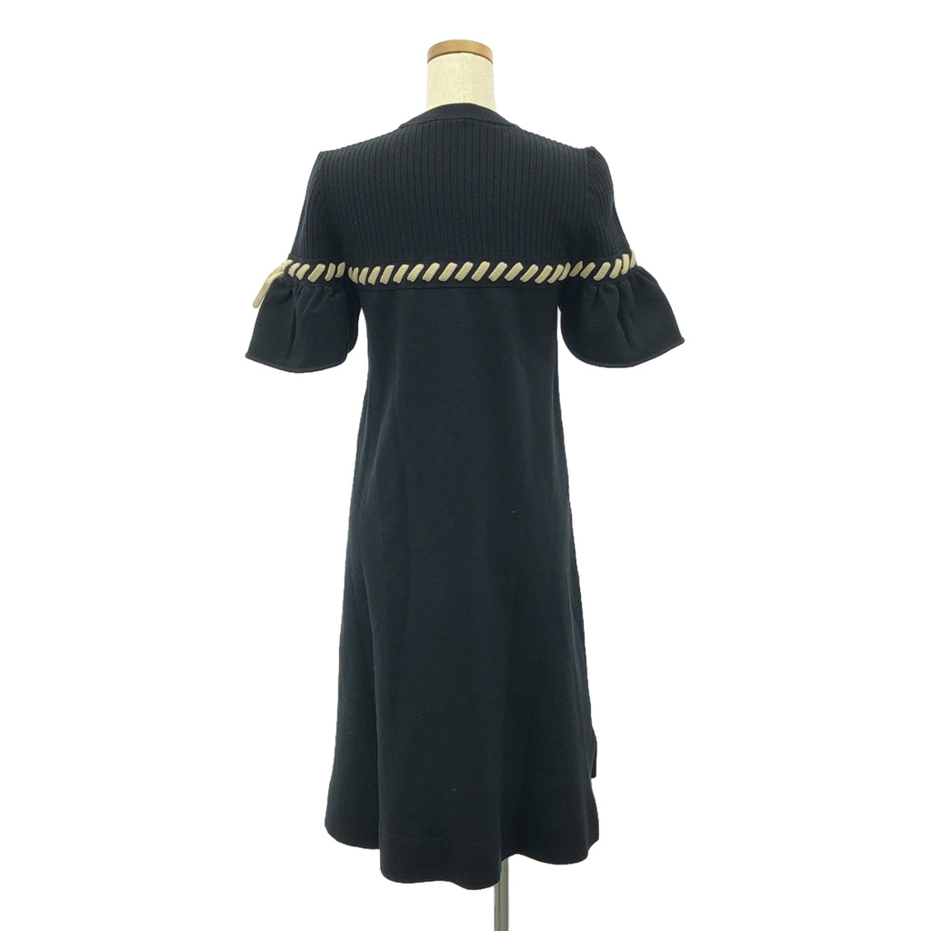 FENDI / フェンディ | レースアップデザイン ニット ワンピース | 38 | ブラック / ベージュ | レディース