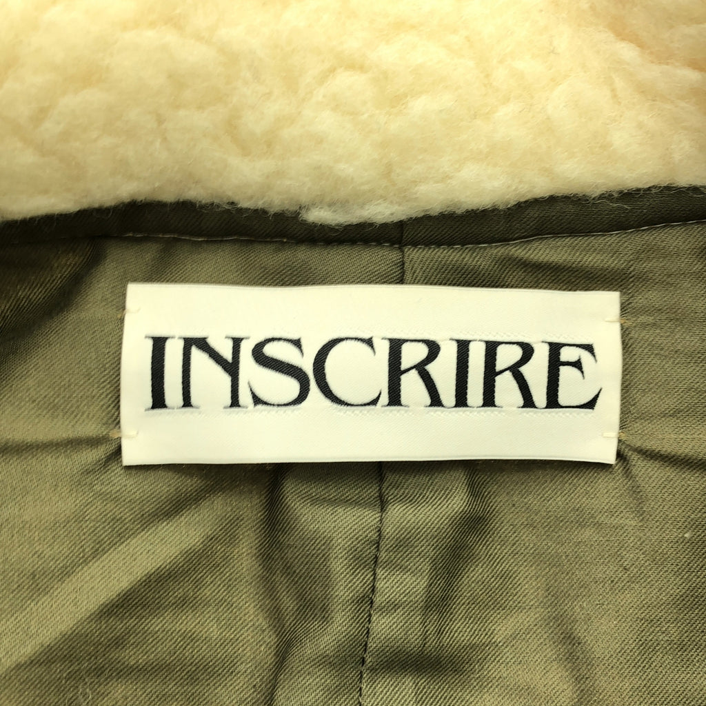【美品】  INSCRIRE / アンスクリア | レザー切替 チンストラップ ムートン ボア オーバーコート / 総裏地 | 36 | アイボリー | レディース