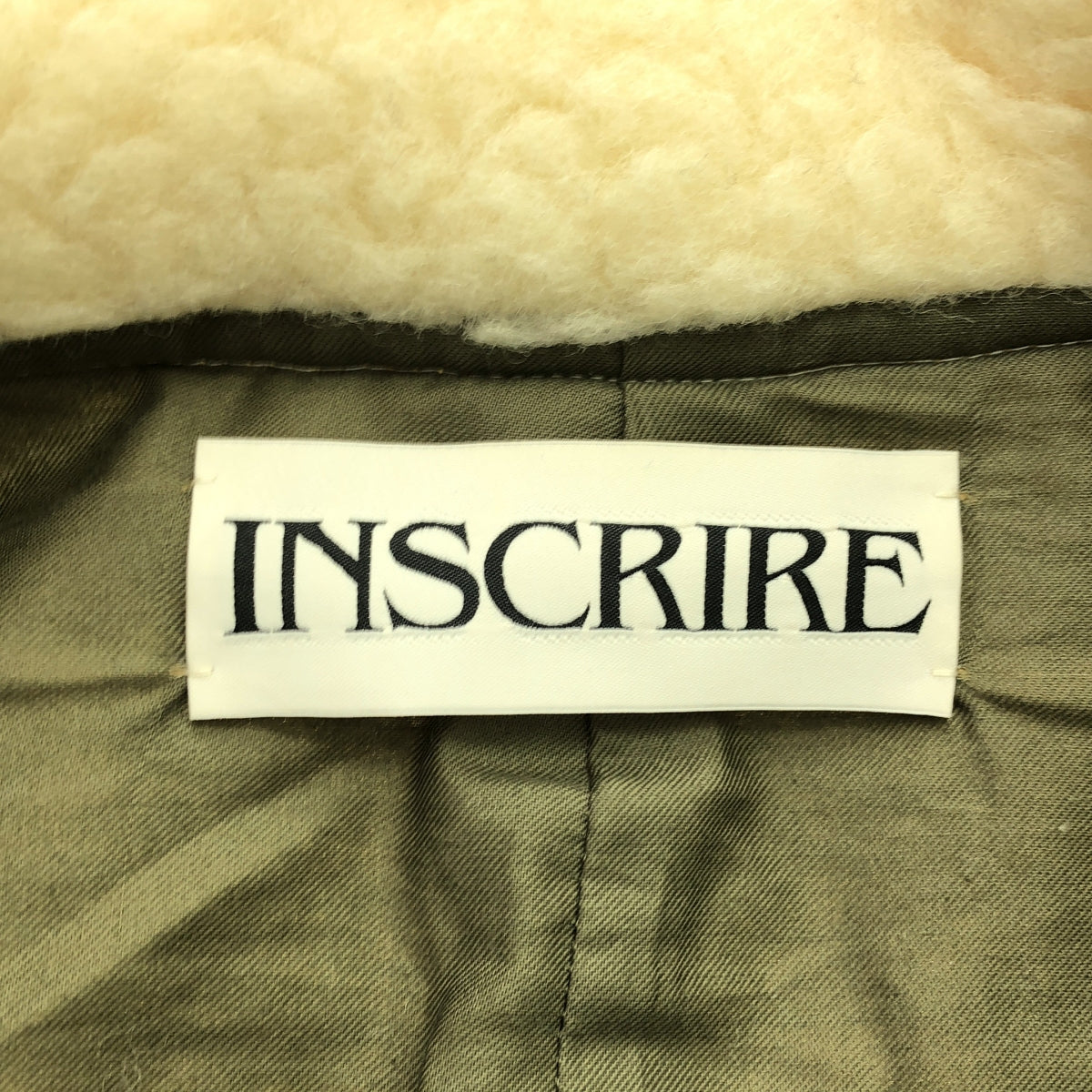 [品相良好] INSCRIRE | 皮革邊飾下巴帶羊毛圍巾大衣 / 全襯裡 | 尺寸 36 | 象牙色 | 女款