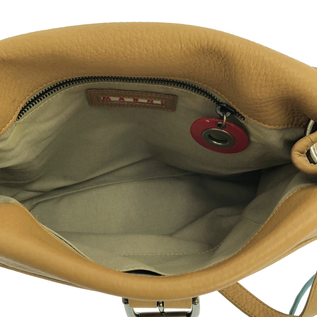 MARNI | 皮革雙蓋單肩包 | 米色 | 女士