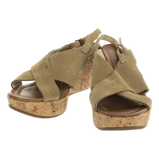 [Beautiful Condition] Fabio Rusconi | Suede Leather Cork Wedge Sole Strap Sandals | Size 35 | Beige | Women's