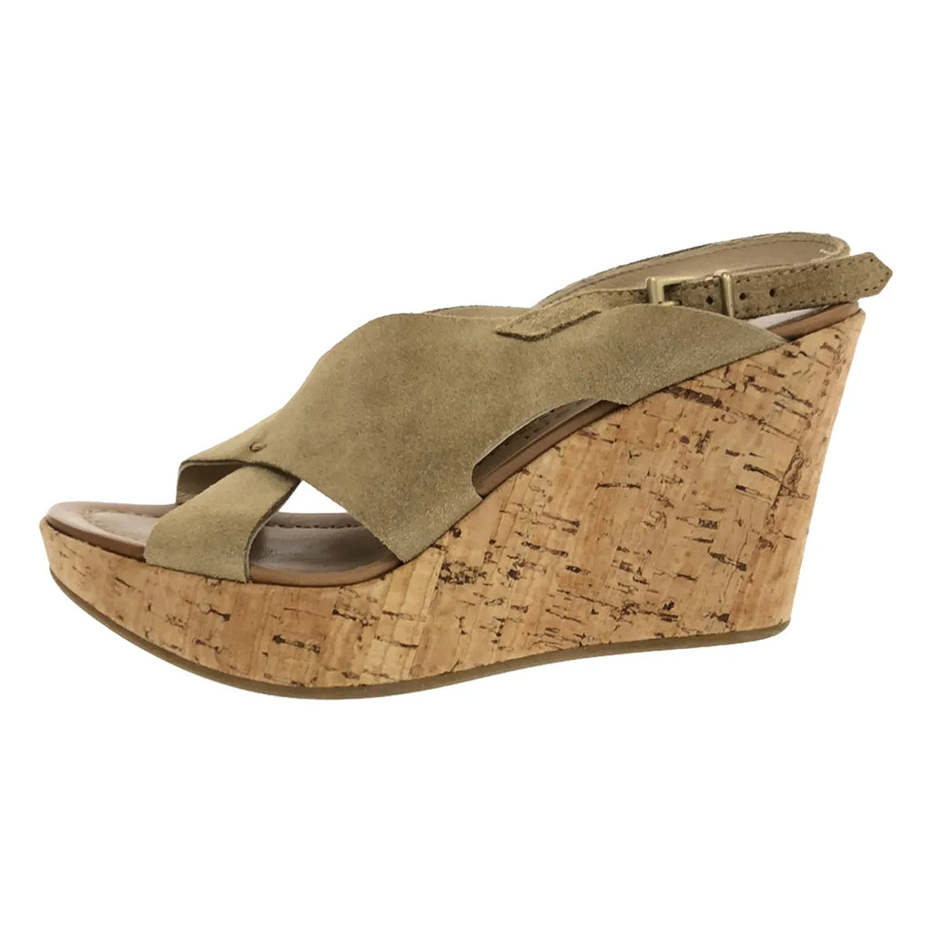 【미품】 Fabio Rusconi / 파비오르스코니 | 스웨이드 가죽 코르크 웨지 솔 스트랩 샌들 | 35 | 베이지 | 여성