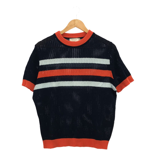 MAISON KITSUNE | Mesh Border Knit T-shirt | S | Navy | Men's