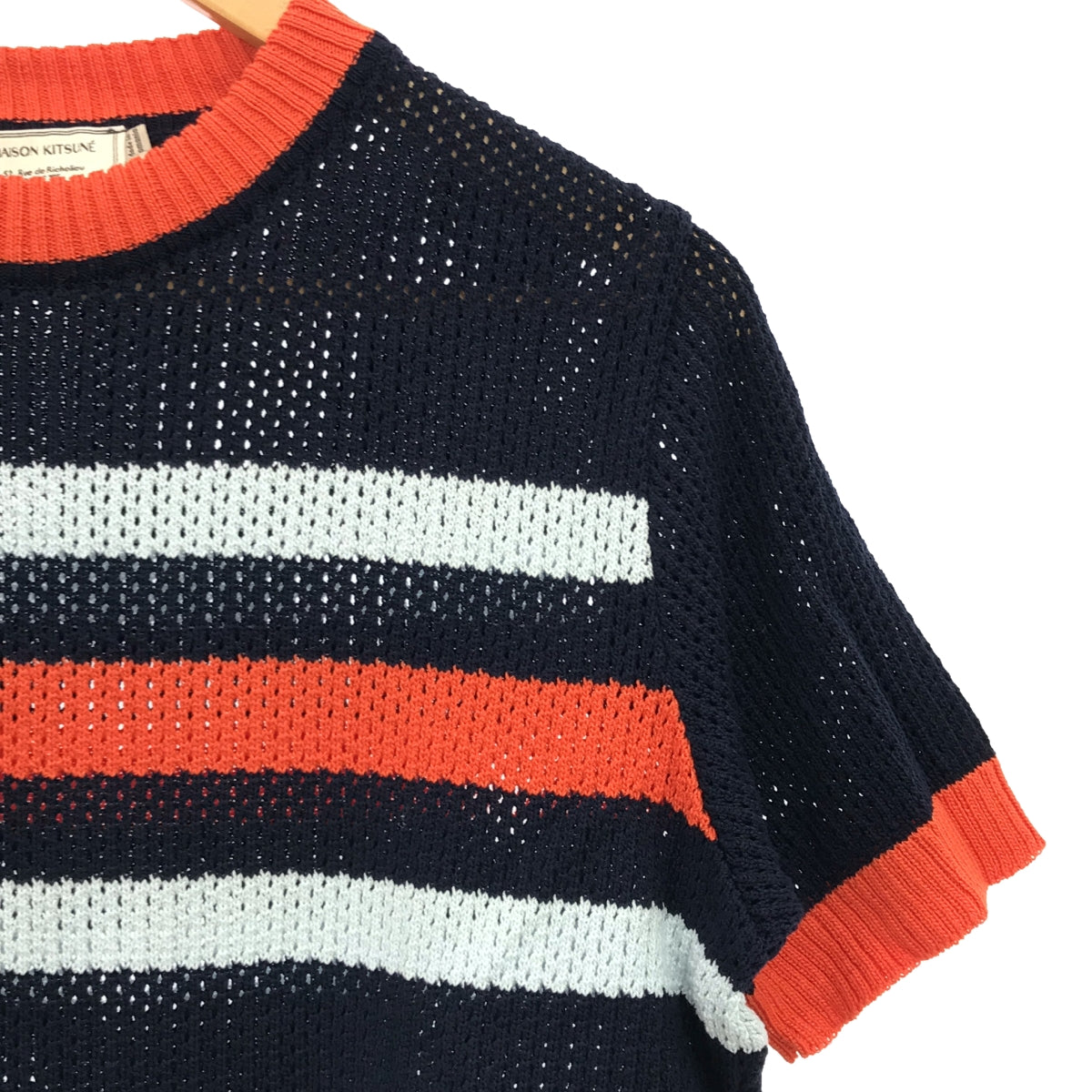 MAISON KITSUNE | Mesh Border Knit T-shirt | S | Men's