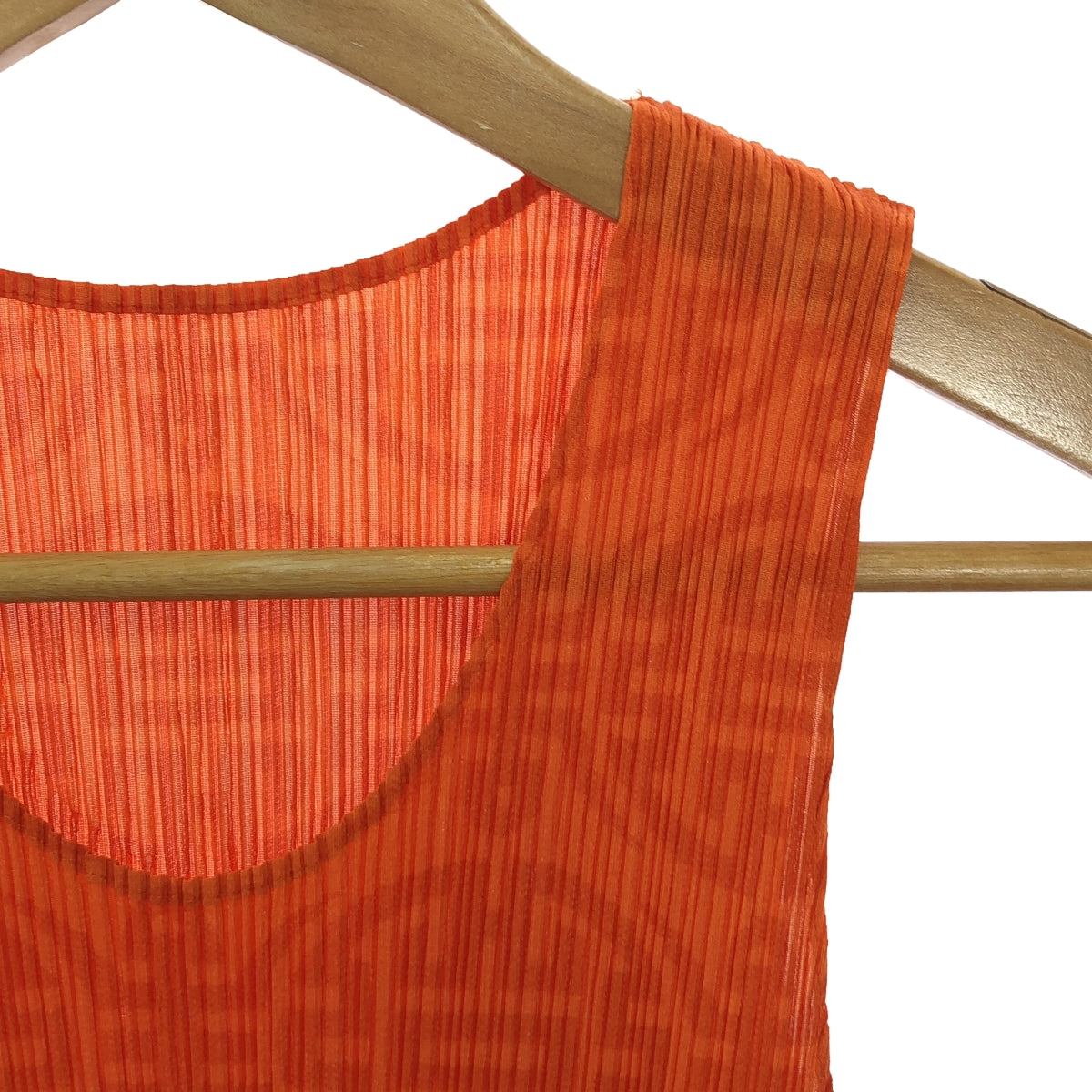 [Good Condition] PLEATS PLEASE ISSEY MIYAKE | Small Pattern Pleated Sleeveless Top | Size 3 | Orange | Women's