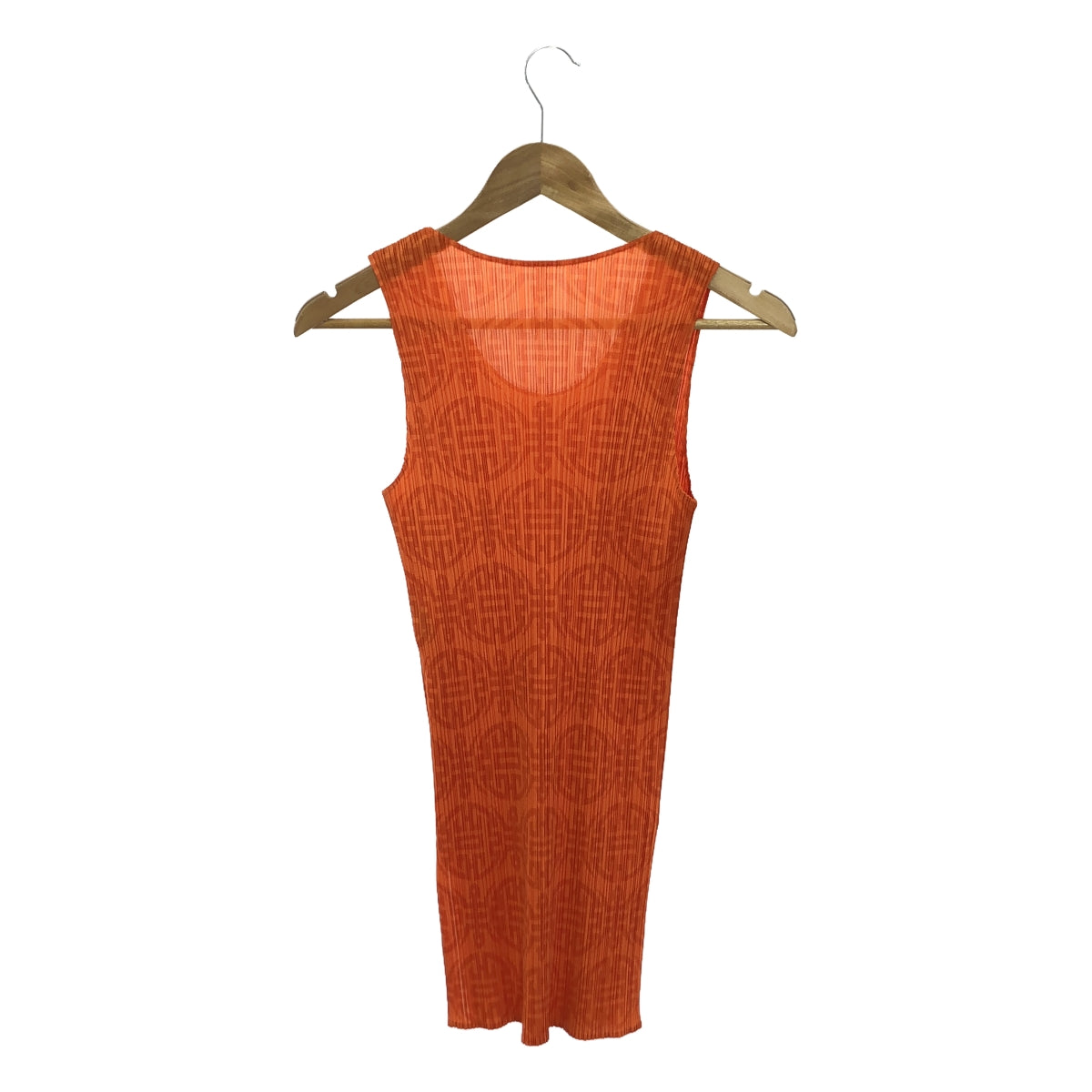 [Good Condition] PLEATS PLEASE ISSEY MIYAKE | Small Pattern Pleated Sleeveless Top | Size 3 | Orange | Women's