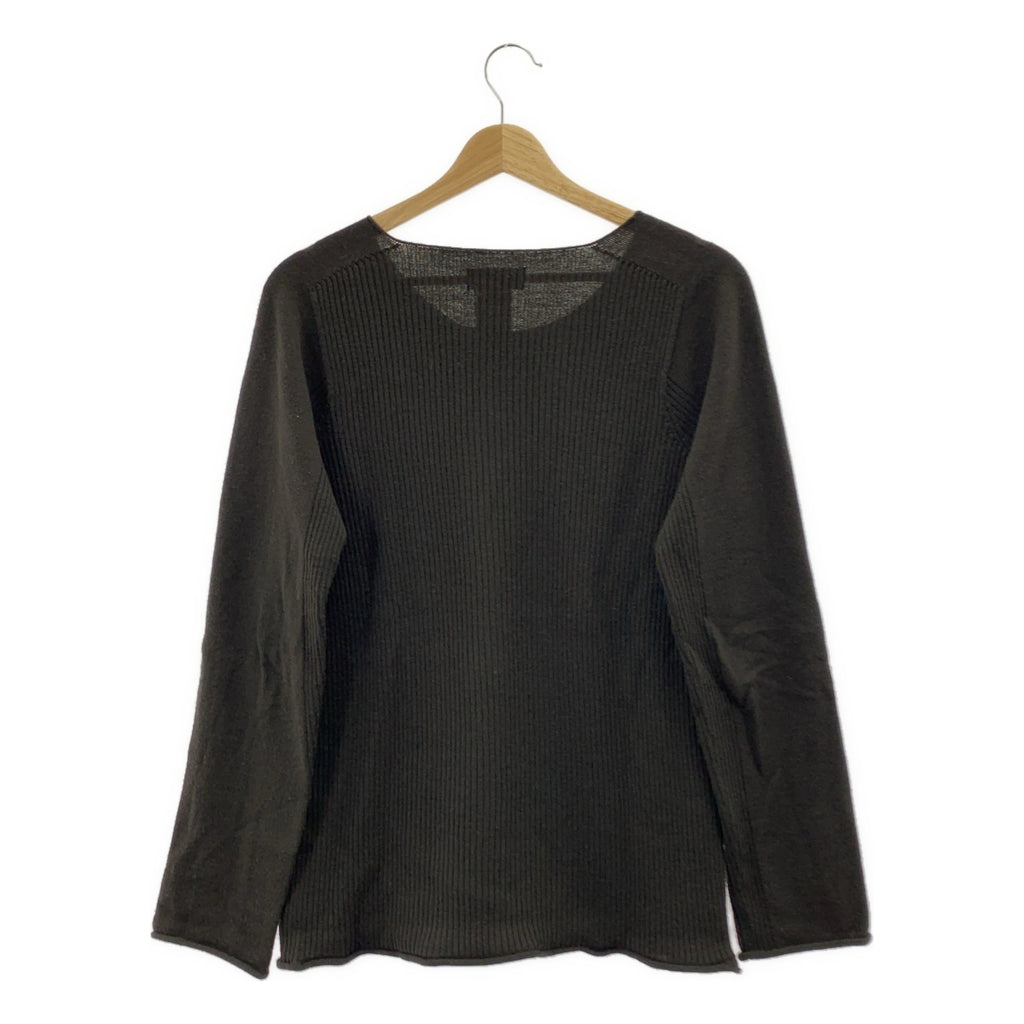 Y's 男裝 / 山本耀司 | 2007 秋冬系列 | 羊毛羅紋拼接高針圓領毛衣 | 3 碼 | 炭灰色 | 男款