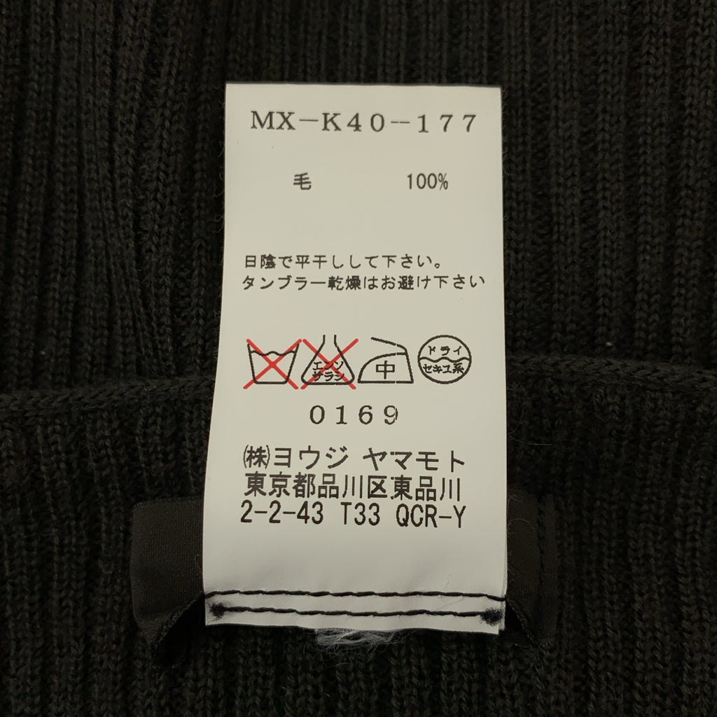 Y's 男裝 / 山本耀司 | 2007 秋冬系列 | 羊毛羅紋拼接高針圓領毛衣 | 3 碼 | 炭灰色 | 男款