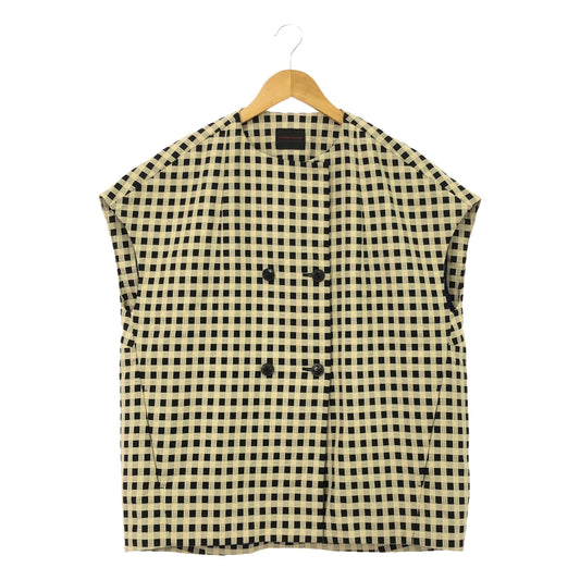 TOMORROWLAND collection | Cotton dobby shepherd check gilet jacket / fully lined | 36 | beige/black | women's