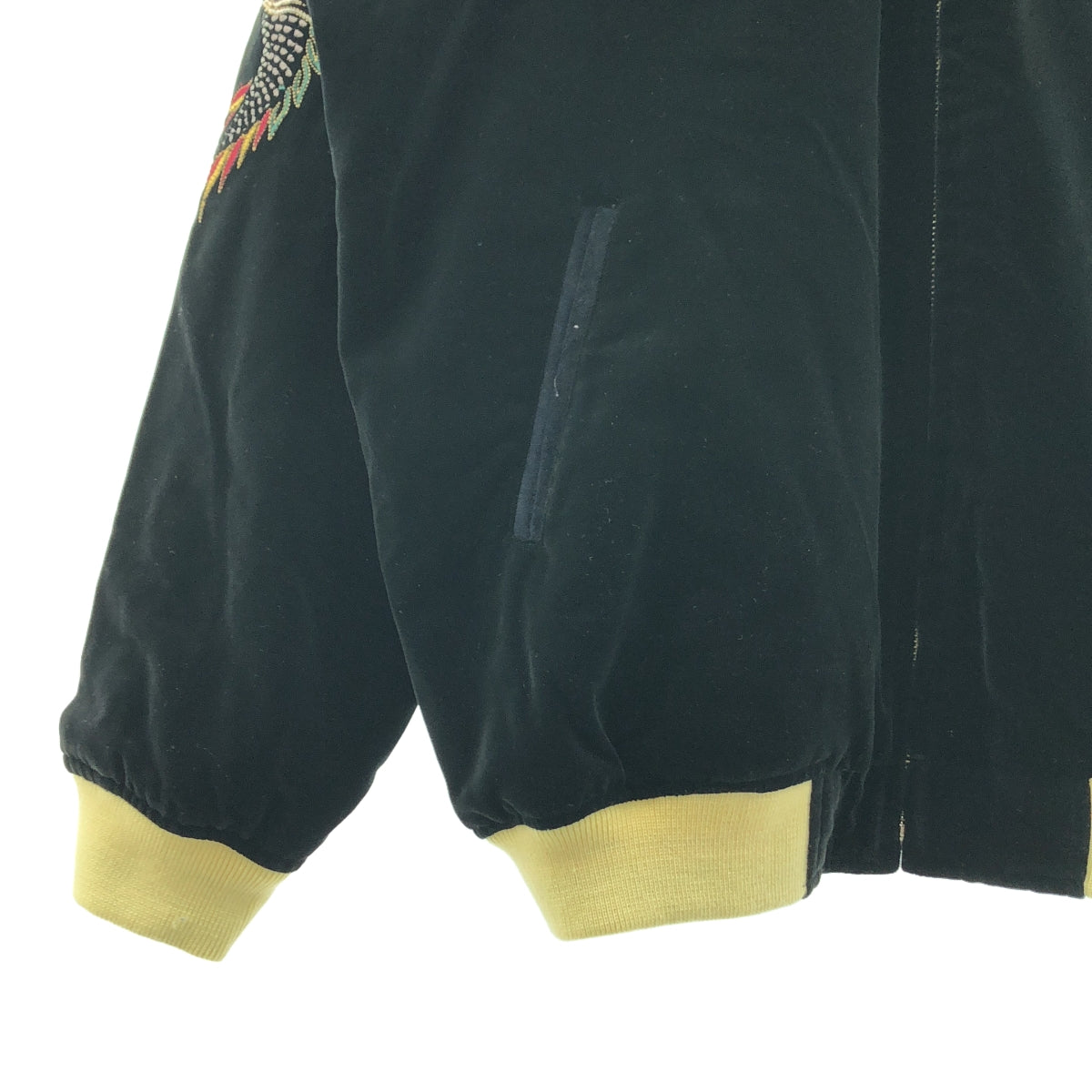 TEDMAN スカジャン ブラック ベロア サテン リバーシブル TEDMAN テッドマン リバーシブル スカジャン ベロア サテン 刺繍 L