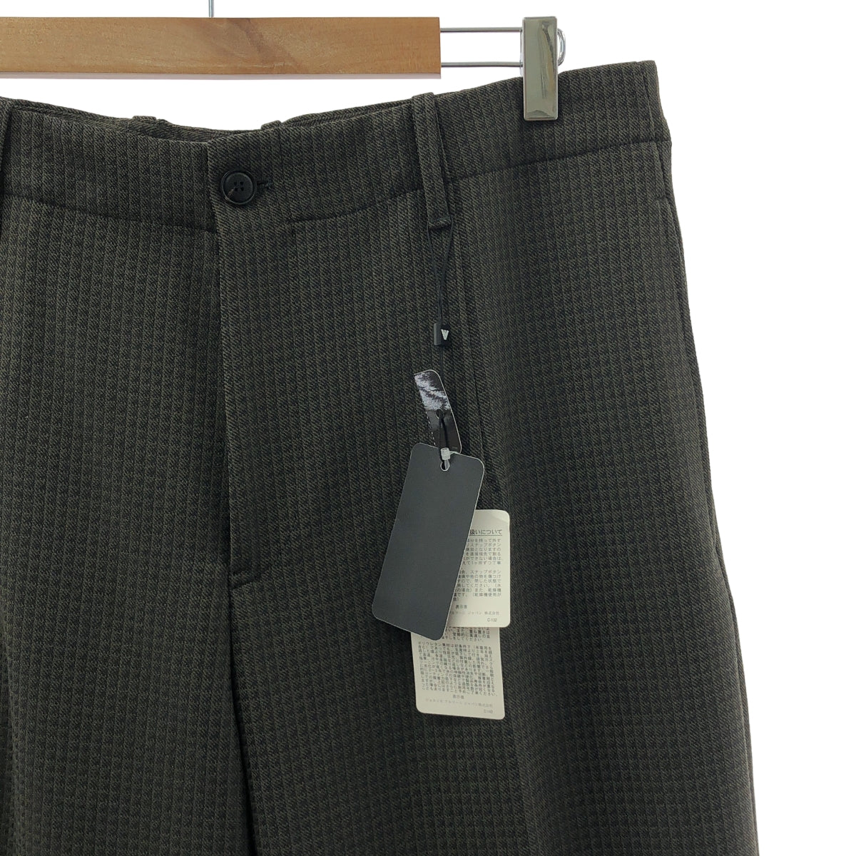 [狀況極佳] EMPORIO ARMANI 格紋錐形休閒褲 | 尺寸 1 | 卡其色 | 男款