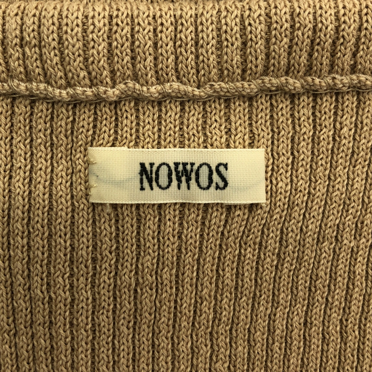 [狀況極佳] NOWOS | V領羅紋開襟衫 / 棉質針織開襟衫 | F碼 | 米色 | 女款