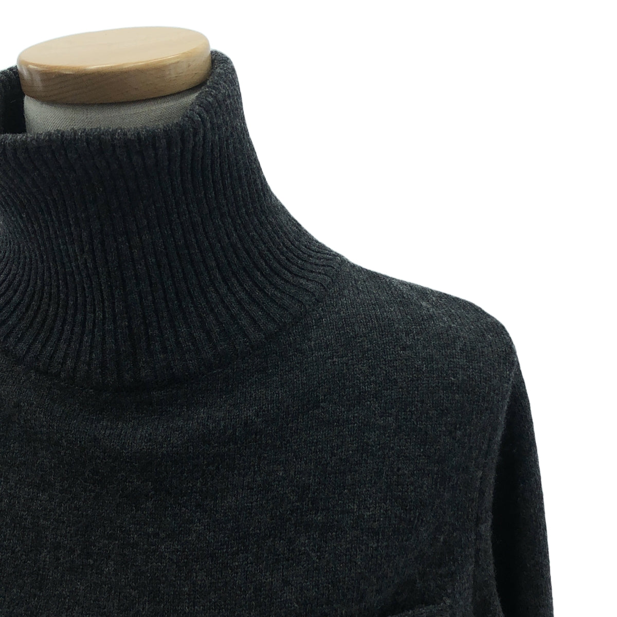 sacai / 사카이 | 백 플리츠 체크 무늬 다른 소재 풀오버 니트 | 1 | 회색 | 여성