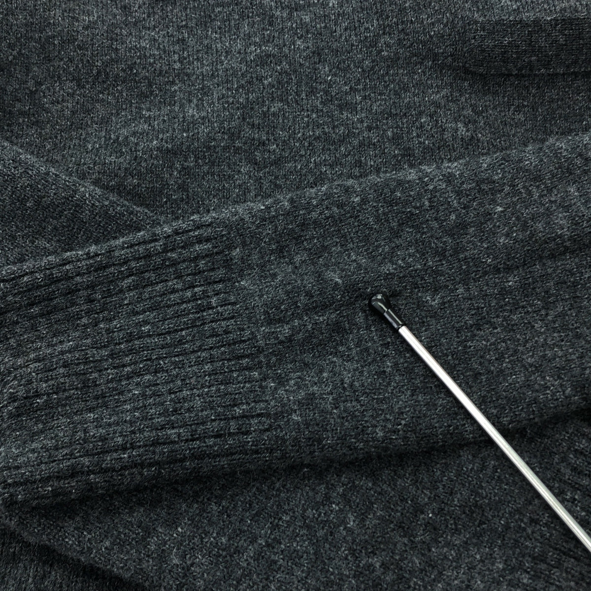 sacai / 사카이 | 백 플리츠 체크 무늬 다른 소재 풀오버 니트 | 1 | 회색 | 여성