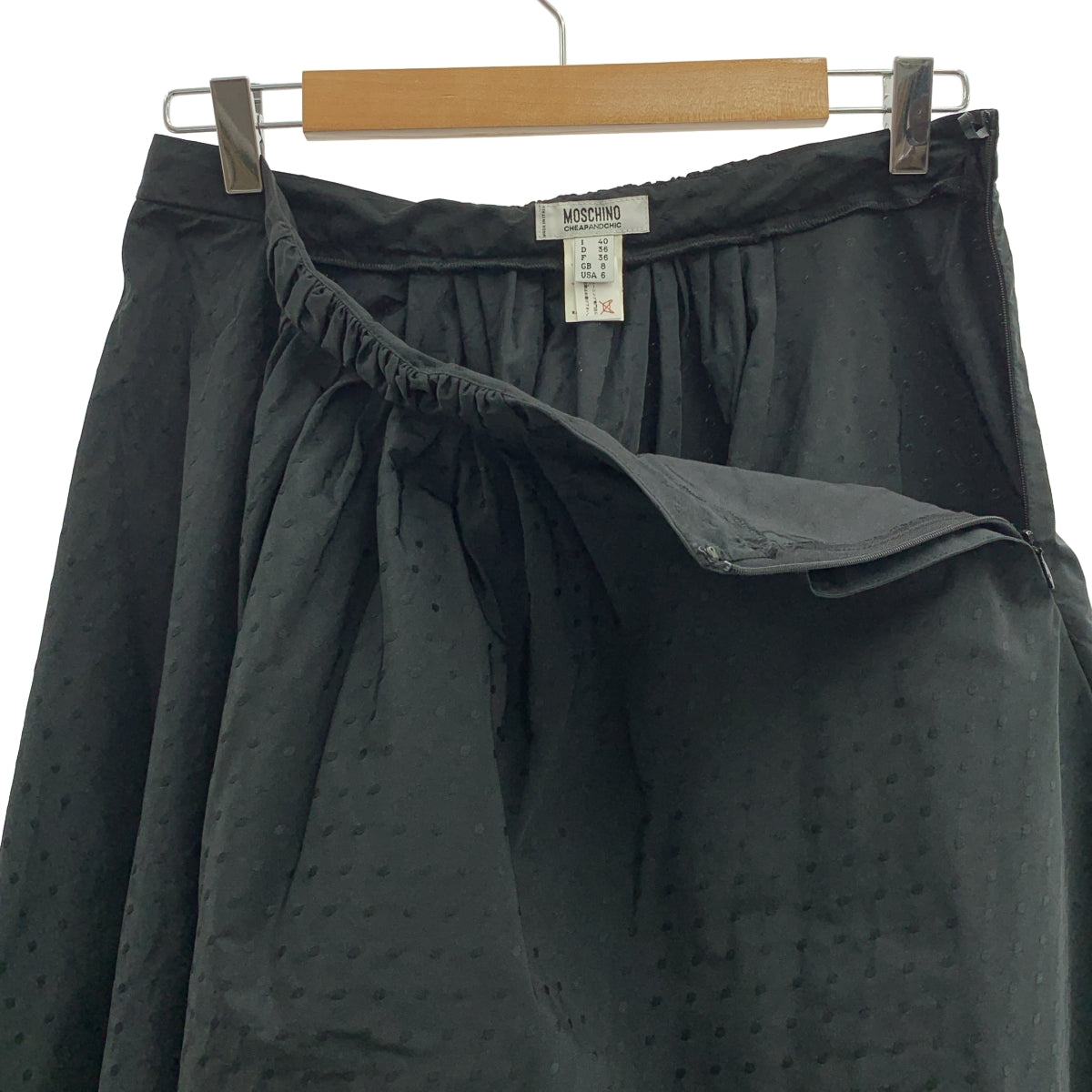 MOSCHINO / 모스키노 | 개더 볼륨 사이드 지퍼 스커트 | 40 | 여성
