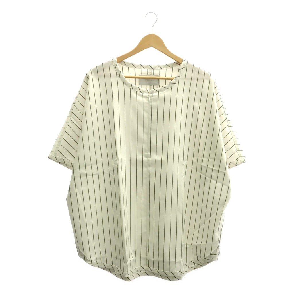 [新] prasthana / Prasthana | Slick shirt 條紋短袖襯衫 | M |白色 |男士