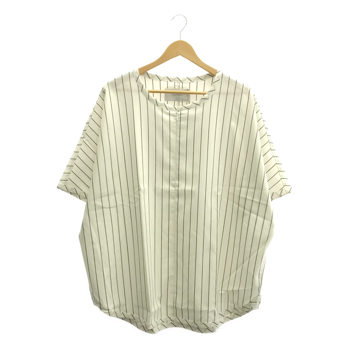 [新] prasthana / Prasthana | Slick shirt 條紋短袖襯衫 | M |白色 |男士