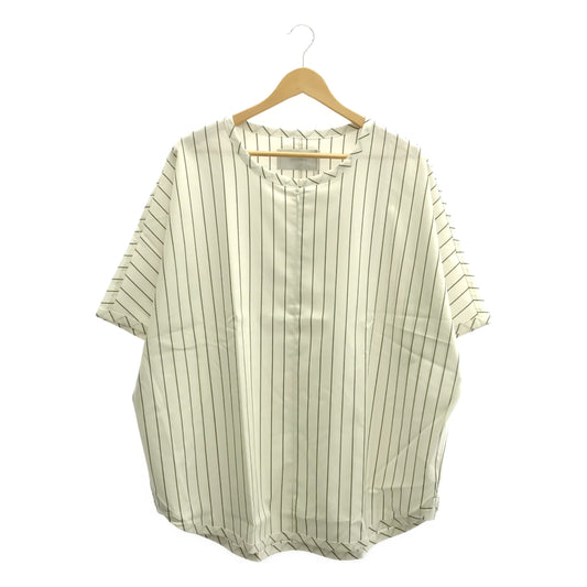 [New] prasthana / Prasthana | Slick shirt Striped short sleeve shirt | M | White | Men's