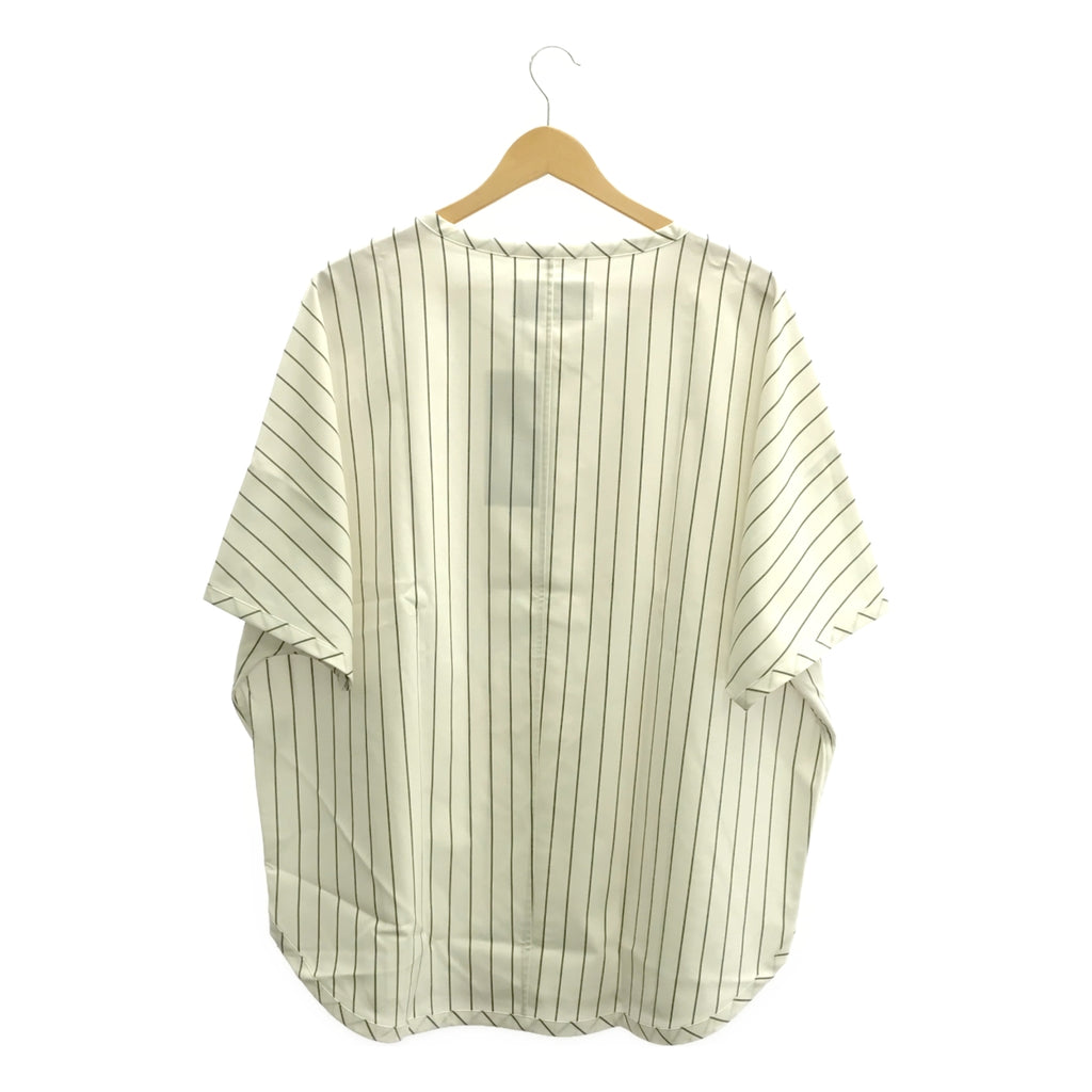 [新] prasthana / Prasthana | Slick shirt 條紋短袖襯衫 | M |白色 |男士