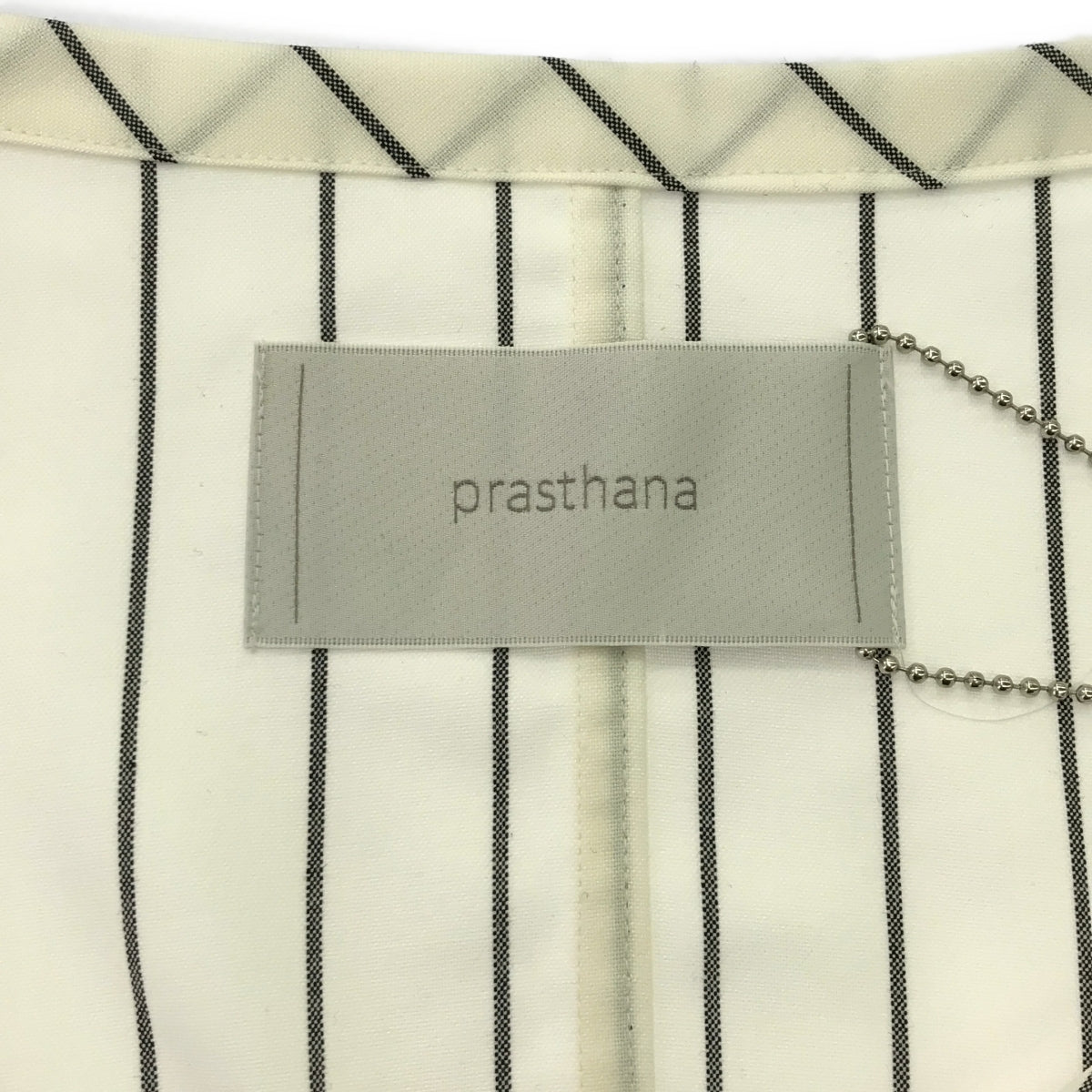 【신품】 prasthana / 프라스타나 | slick shirt 스트라이프 반소매 셔츠 | M | 화이트 | 남성