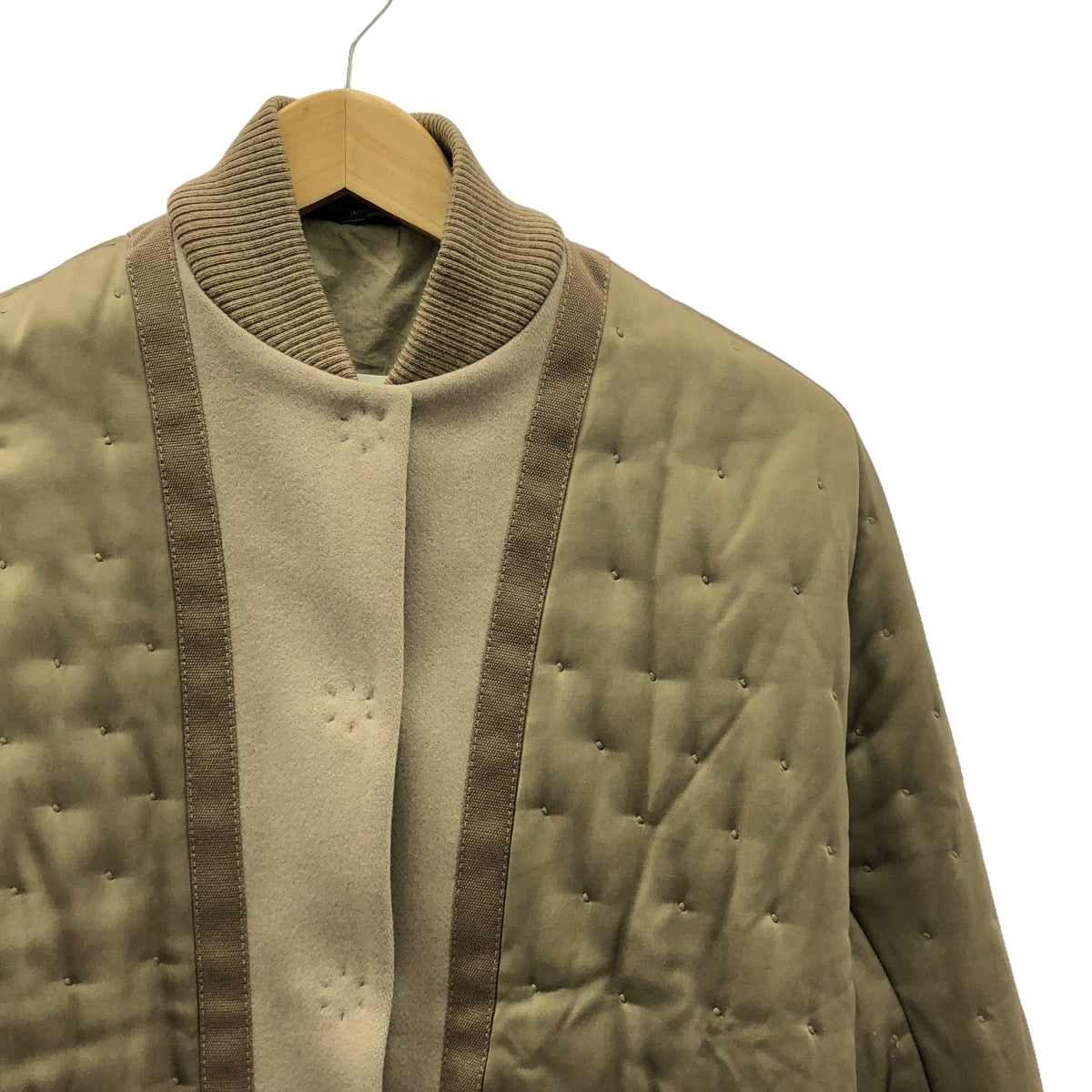 Maison Margiela / メゾンマルジェラ | 2016AW | 異素材 切替 ボンバージャケット ブルゾン / 総裏地 | 36 | ベージュ系 | レディース