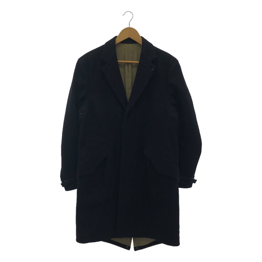 NEXUSVII. / Nexus Seven | Wool fly front single chesterfield coat / Herringbone fully lined | 46 | Black | Men's