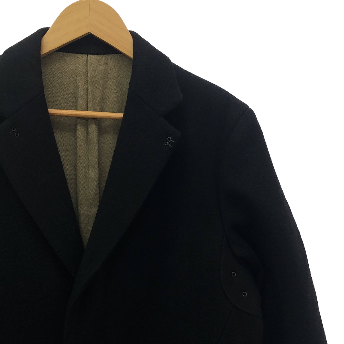 NEXUSVII. / Nexus Seven | Wool fly front single chesterfield coat / Herringbone fully lined | 46 | Black | Men's