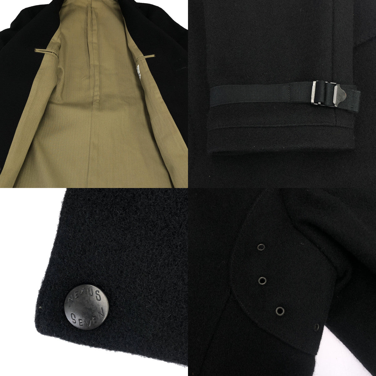 NEXUSVII. / Nexus Seven | Wool fly front single chesterfield coat / Herringbone fully lined | 46 | Black | Men's