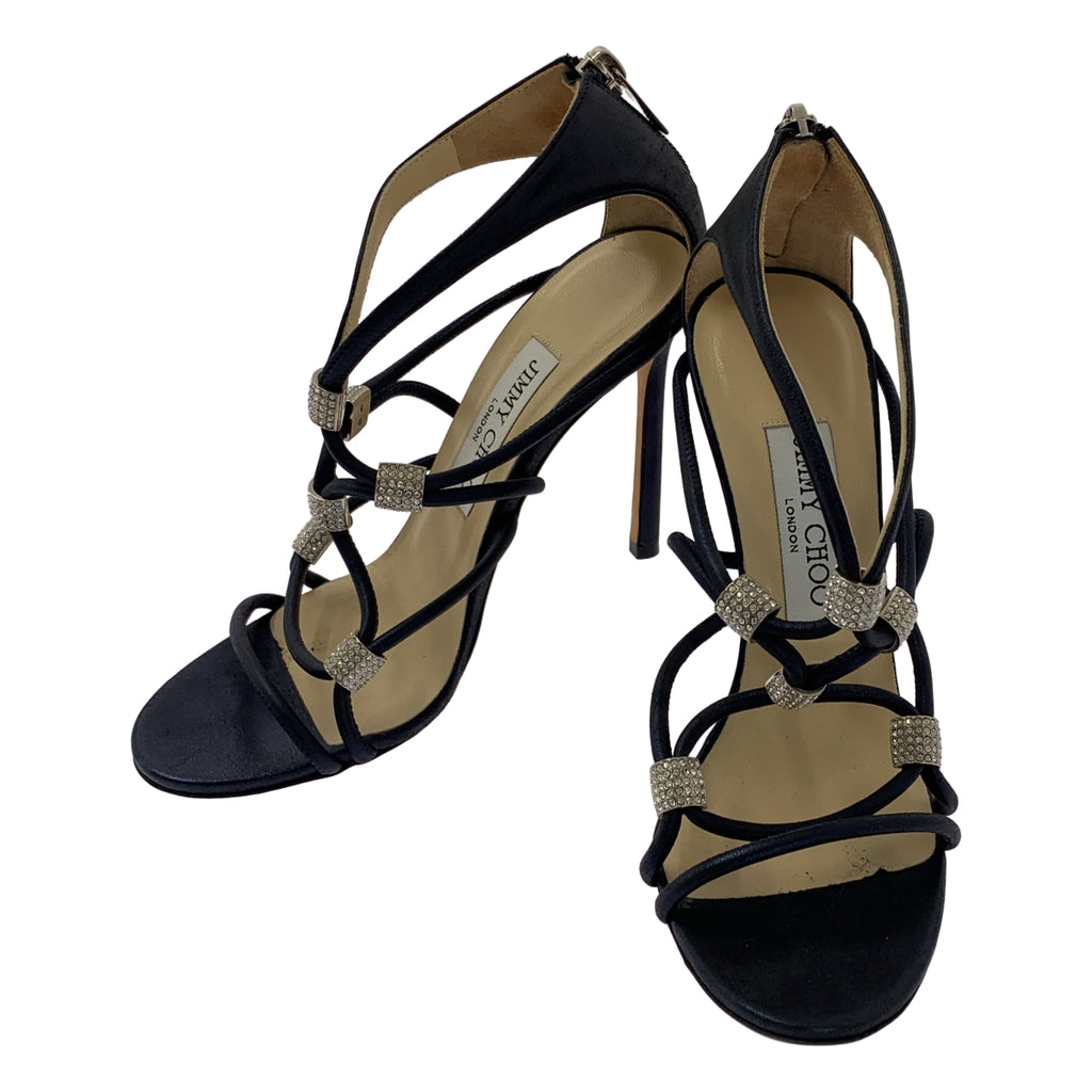 JIMMY CHOO / 지미츄 | 비쥬 장식 로고 백 Zip 힐 펌프스 | 35 1/2 | 여성