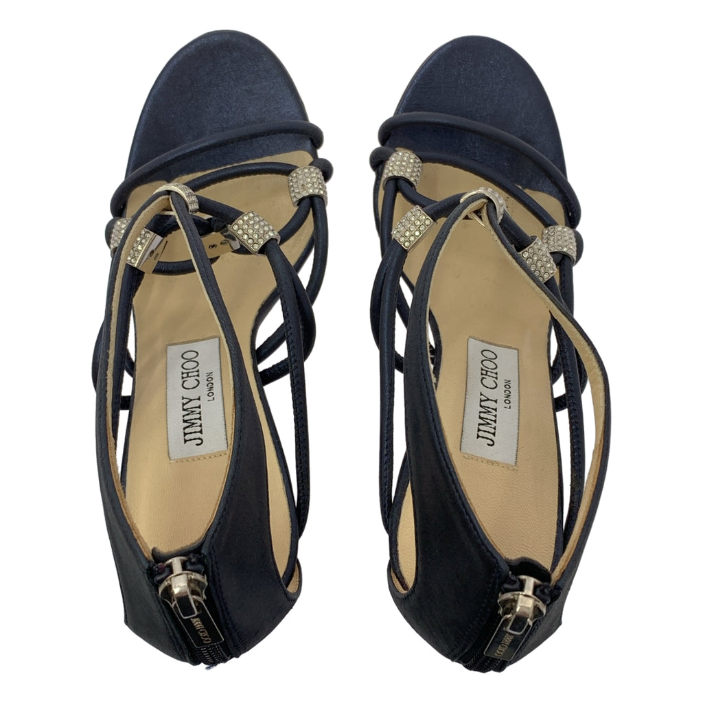 JIMMY CHOO / 지미츄 | 비쥬 장식 로고 백 Zip 힐 펌프스 | 35 1/2 | 여성