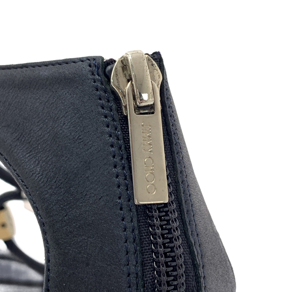 JIMMY CHOO / 지미츄 | 비쥬 장식 로고 백 Zip 힐 펌프스 | 35 1/2 | 여성